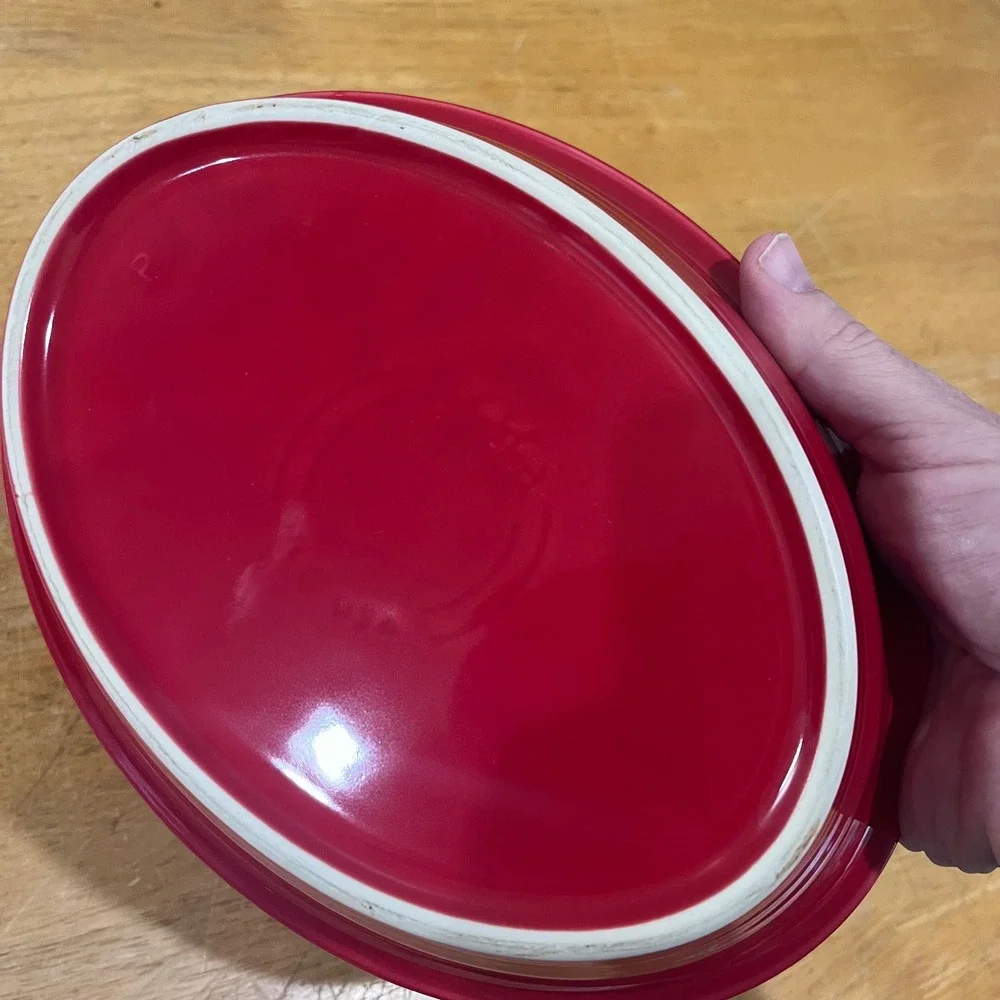 Fiesta Scarlet Red Oval Vegetable Serving Bowl 9.25 Inch Art Deco USA‎ Ceramic